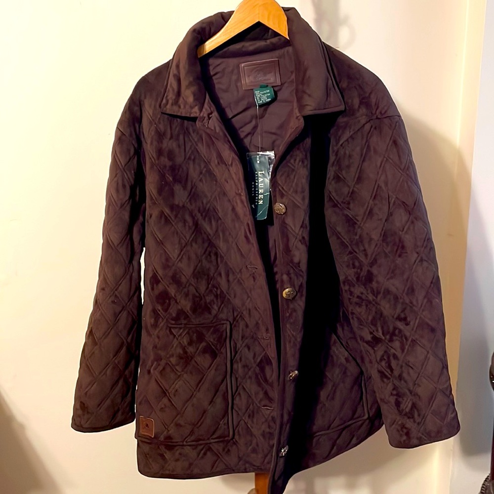 NWT Ralph Lauren Brown Suede coat 1x but fit size 16 Ladies